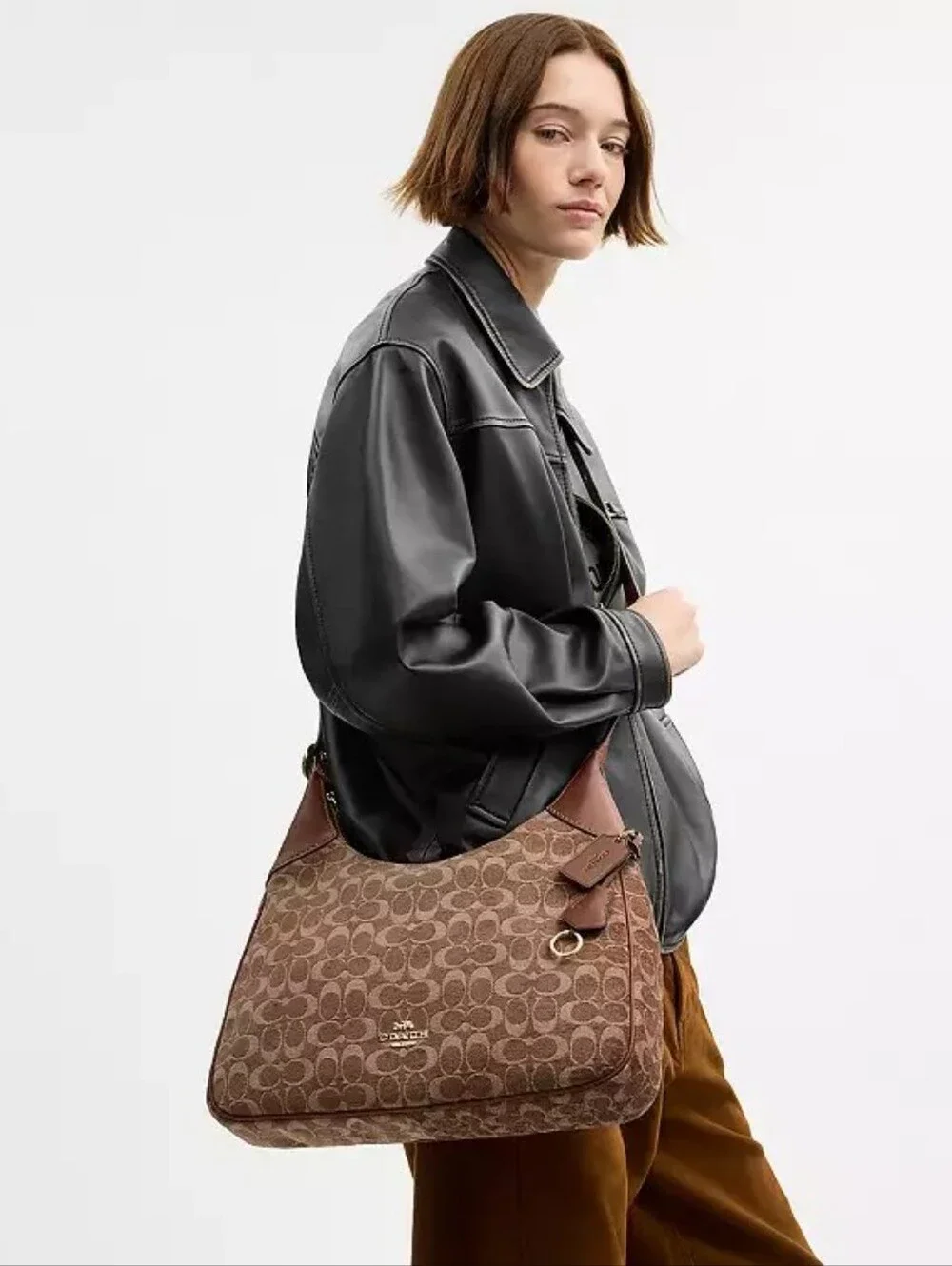 Coach Brown Signature Canvas Shoulder Bag